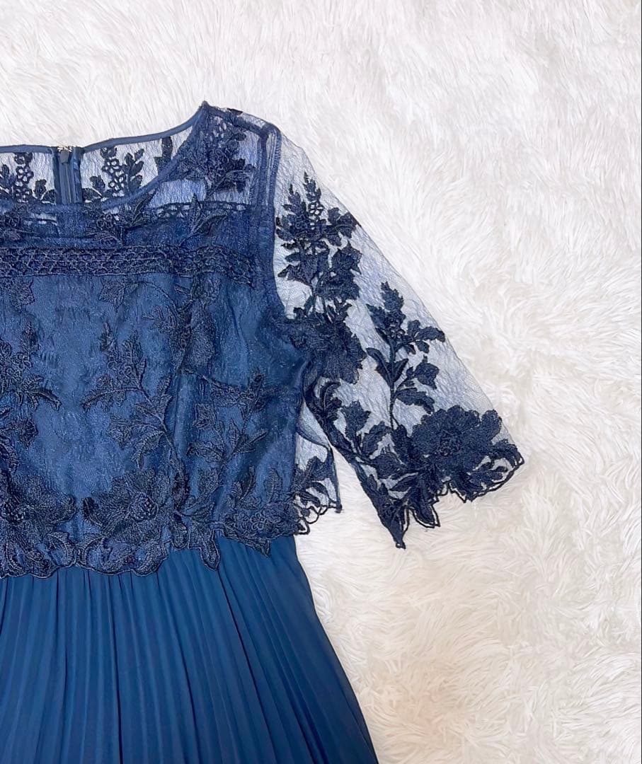 Dorry Doll♡オリジナル模様柄刺繍レース使い プリーツ加工 ロング丈