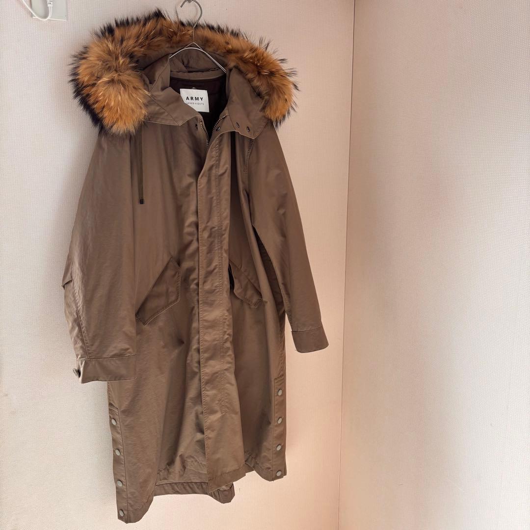 UPPER HIGHTS ベージュ ファー付きモッズコート　S