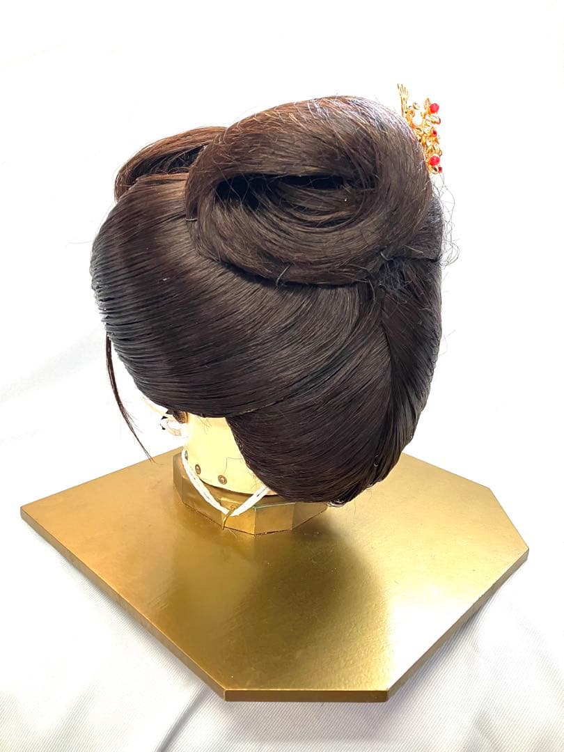 夜会巻き(自然色)中大サイズ、中古舞踊かつら、日本髪かつら、大衆演劇かつら