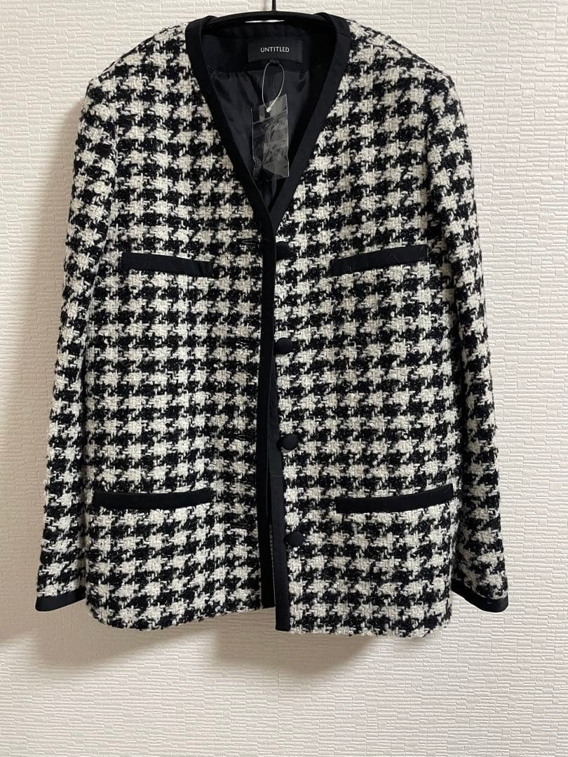 UNTITLED 千鳥柄ツイード カラーレスジャケット