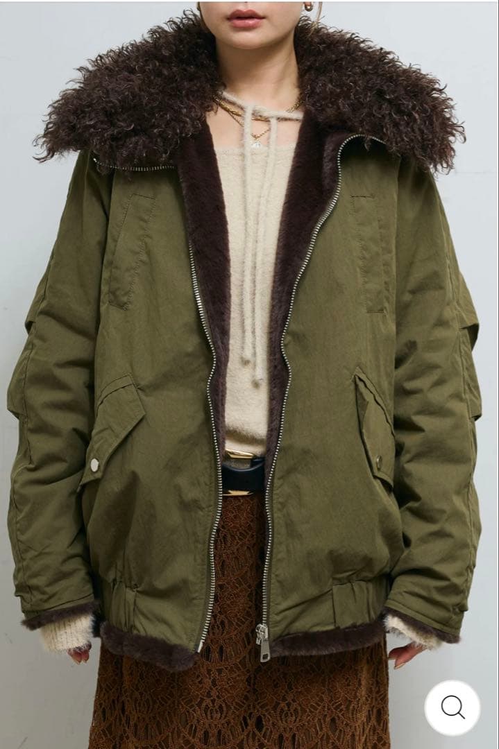 IAMALPHAボア襟ジップブルゾン