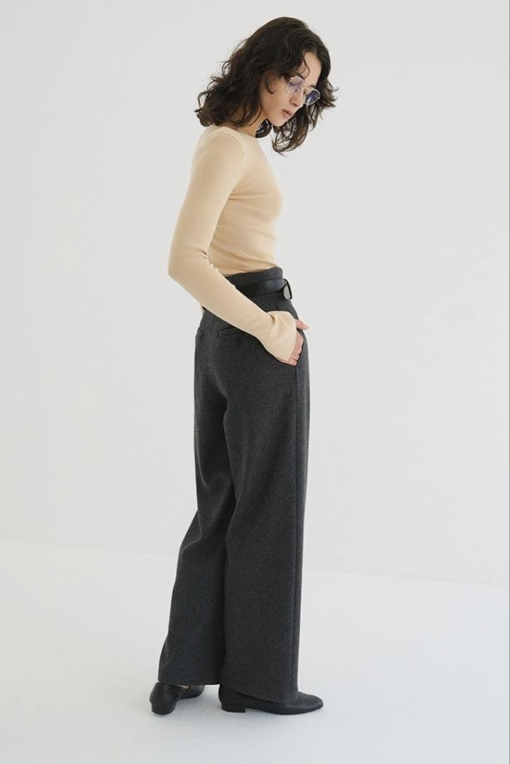 パンツ CLANE HIGH WAIST WIDE PANTS