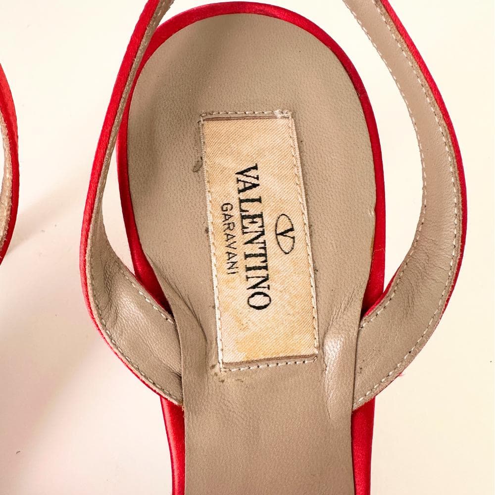 良品 ヴァレンティノ ヴィンテージ サンダル 赤 レッド 薔薇 37.5