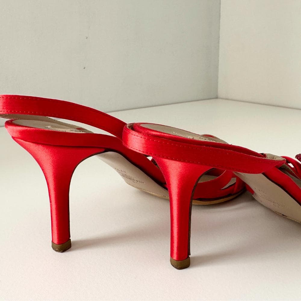 良品 ヴァレンティノ ヴィンテージ サンダル 赤 レッド 薔薇 37.5