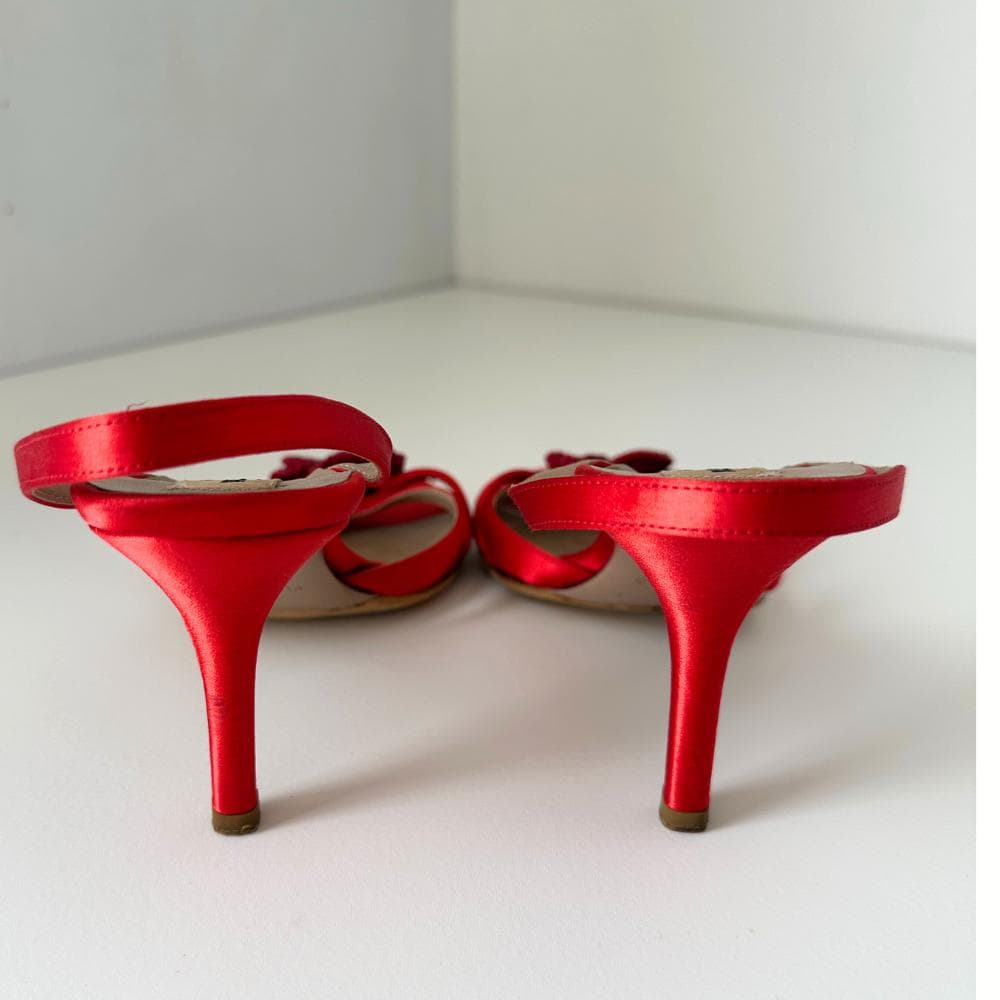 良品 ヴァレンティノ ヴィンテージ サンダル 赤 レッド 薔薇 37.5