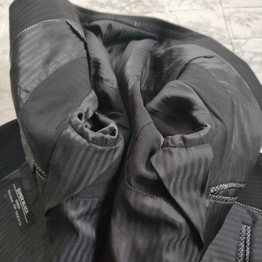 male&co.　3ピース　セットアップスーツ　ストレッチ　ストライプ　黒　M