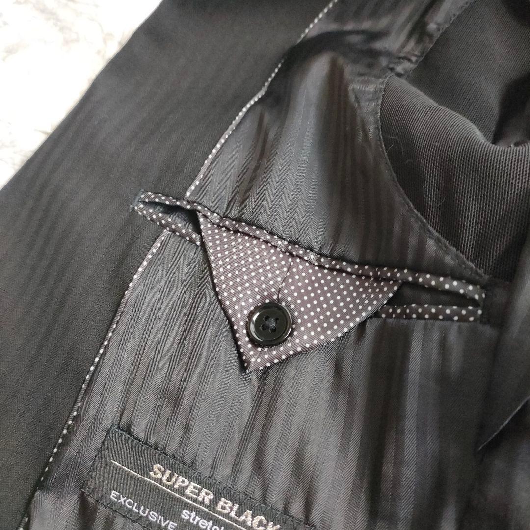 male&co.　3ピース　セットアップスーツ　ストレッチ　ストライプ　黒　M