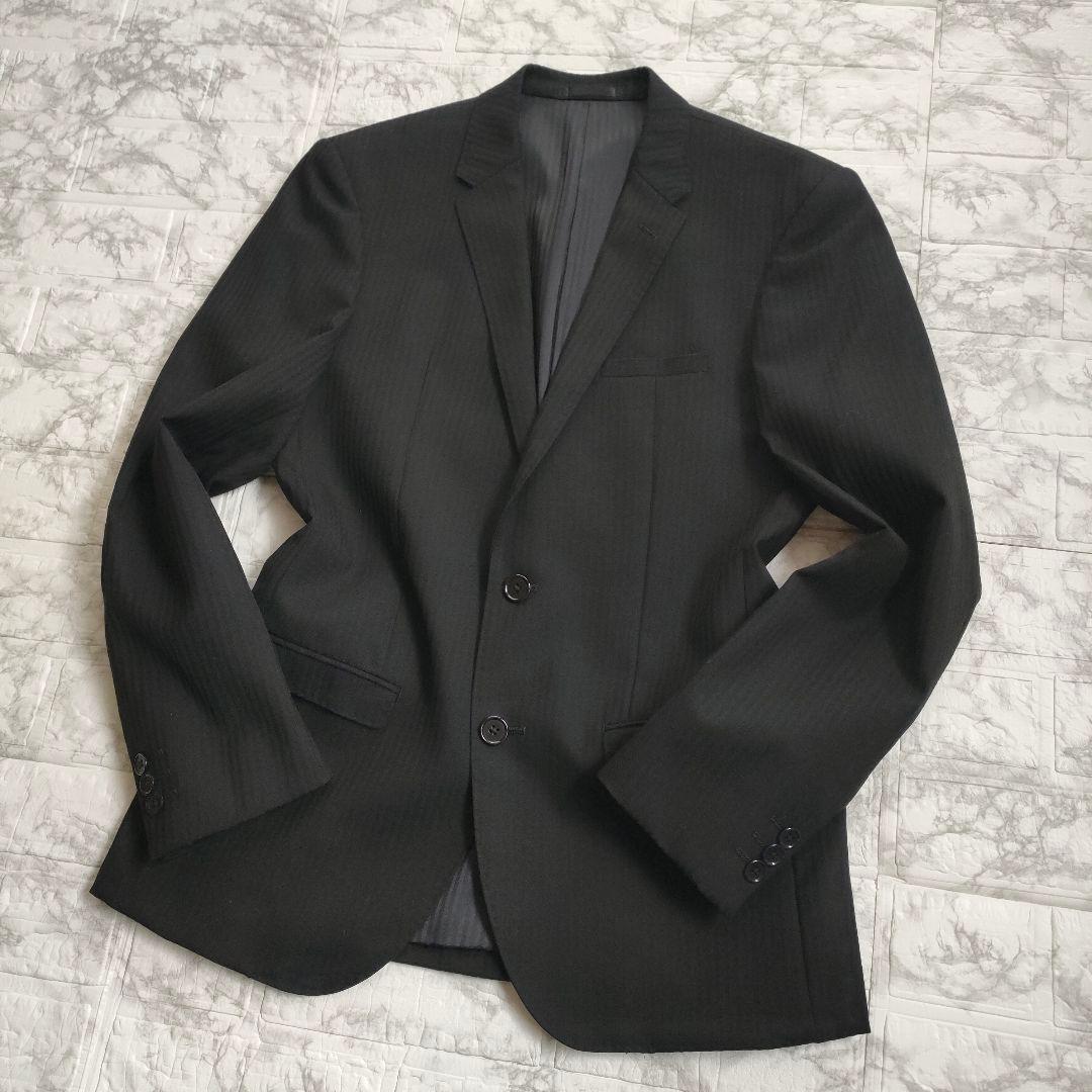 male&co.　3ピース　セットアップスーツ　ストレッチ　ストライプ　黒　M