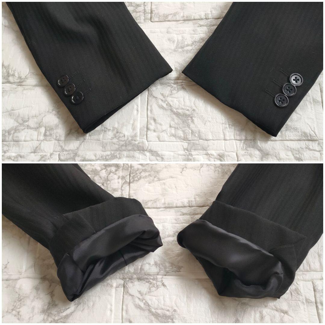 male&co.　3ピース　セットアップスーツ　ストレッチ　ストライプ　黒　M