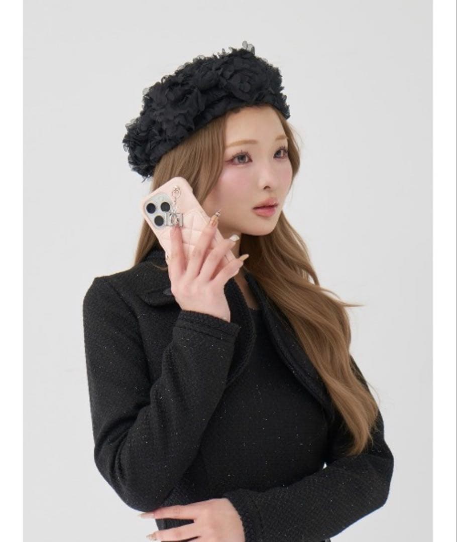 ダーリッチ キルティングビジューDDチャーム ピンク iPhone16