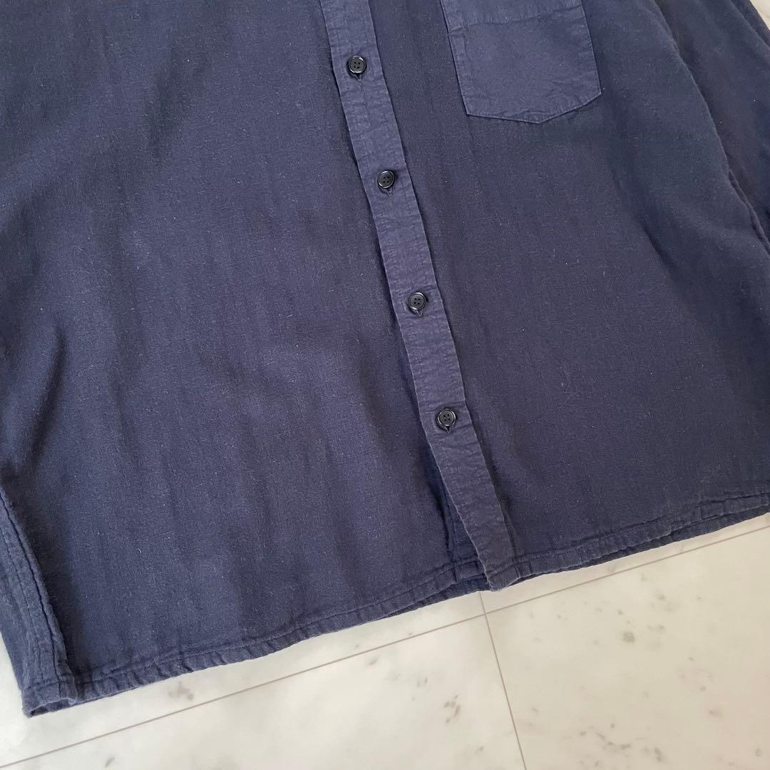 美品✨中川政七商店 リネン混シャツ ノーカラー ネイビー