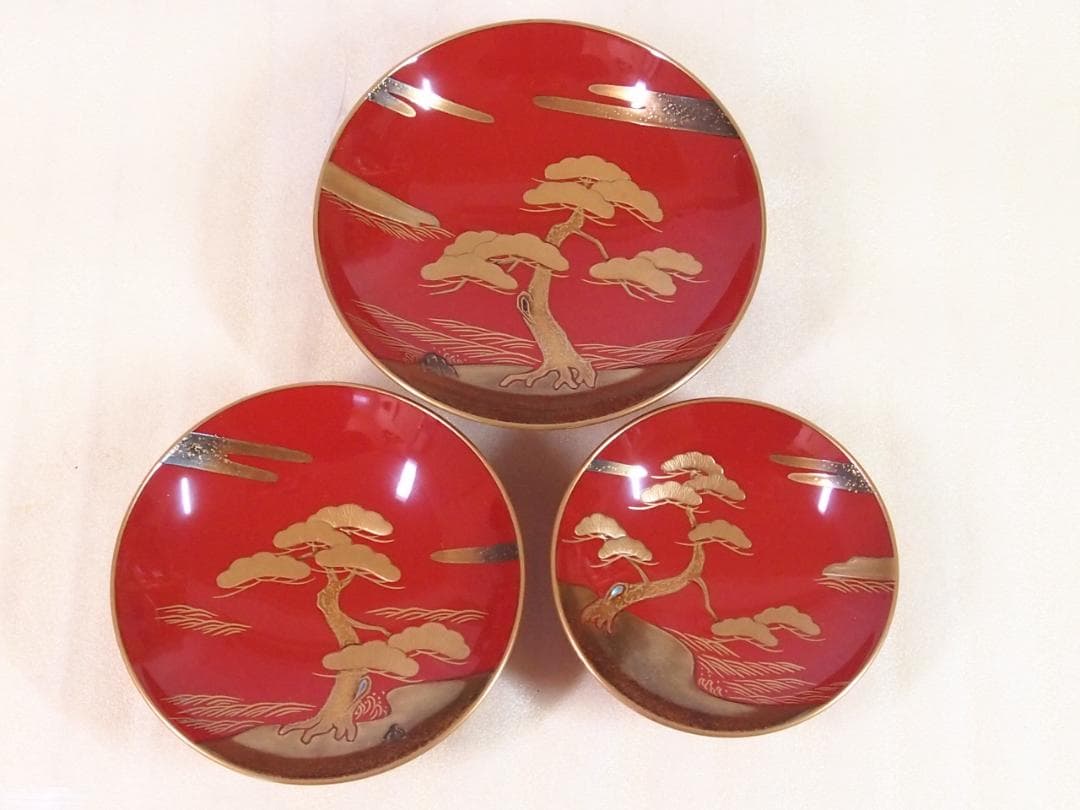 【高級・良品】輪島塗 五島屋謹製 光甫作 松島蒔絵 屠蘇器 三つ揃 山水蒔絵