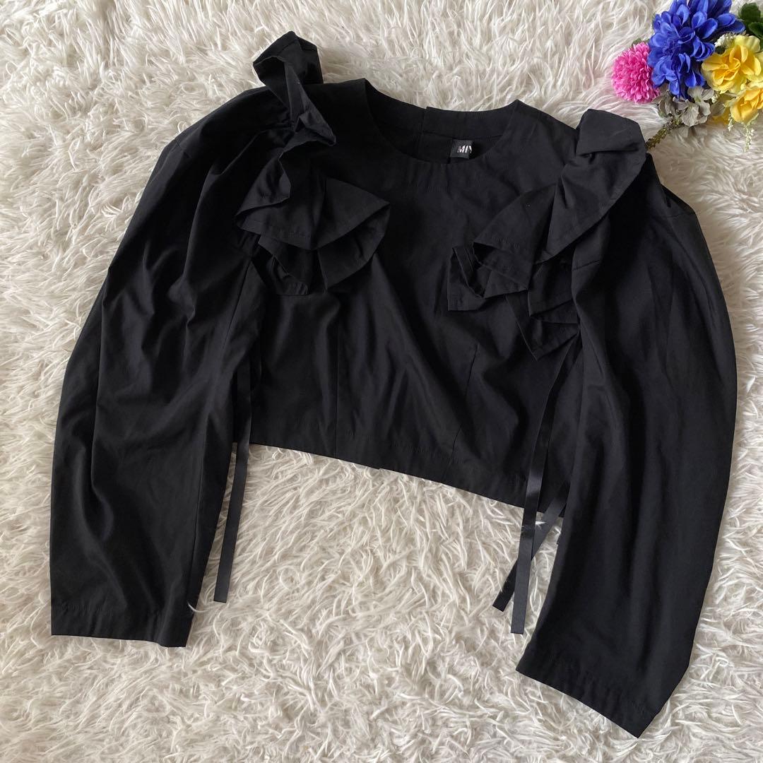 Ray BEAMS 【別注】MIYAO / フリル ブラウス　黒