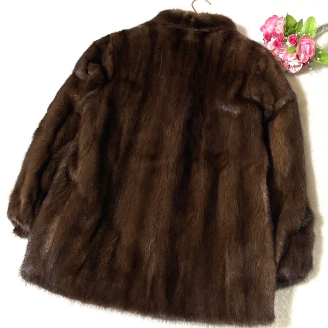 【大きいサイズ】 SAGA MINK デミバフミンク 本毛皮 コート 13号
