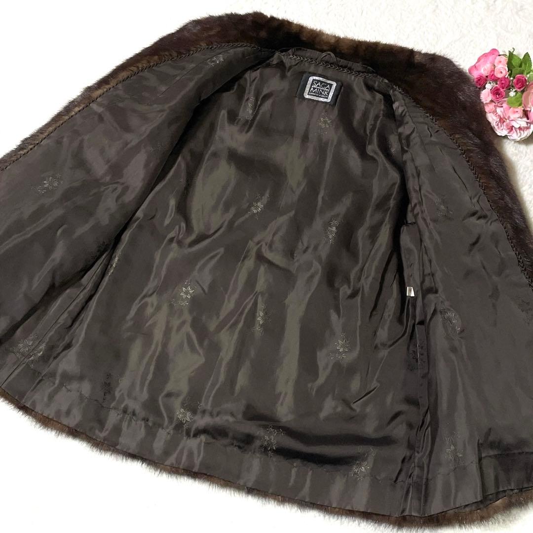 【大きいサイズ】 SAGA MINK デミバフミンク 本毛皮 コート 13号