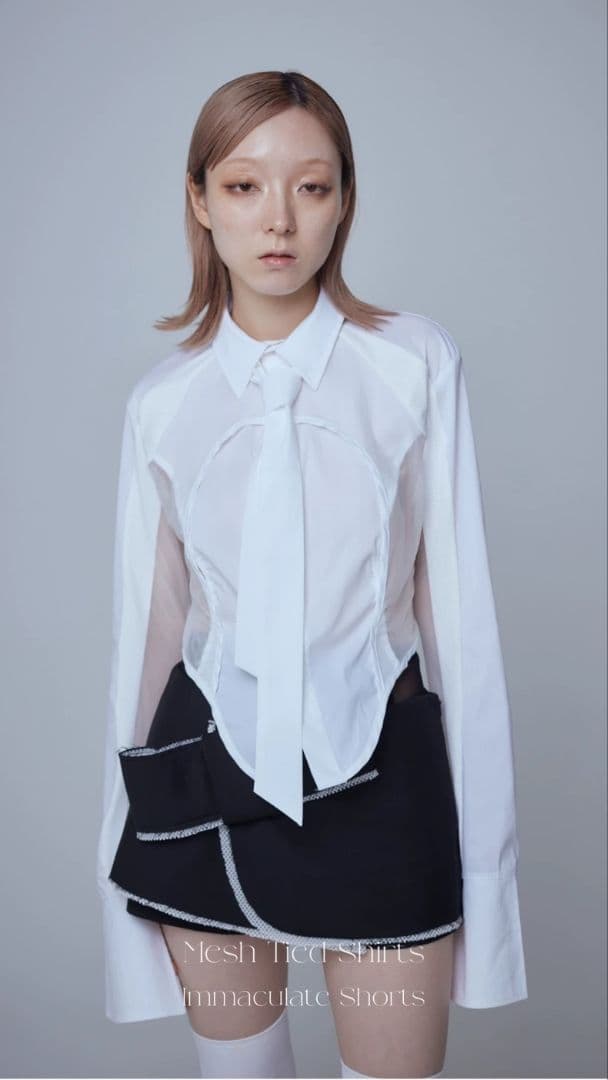 スカート neith Micro Wrap Ribbon Skirt(Black)