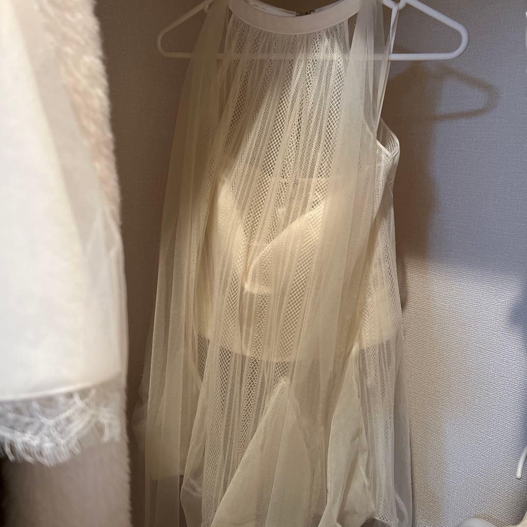 ROBE de FLEURS ハイネックウエストリボンフレアミニキャバドレス