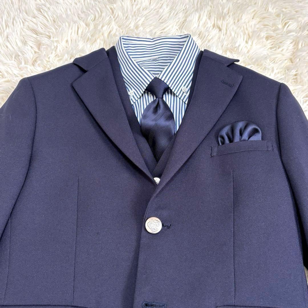 美品 ワンダーファクトリー 170 スリーピース ベスト付き 銀ボタン ネイビー