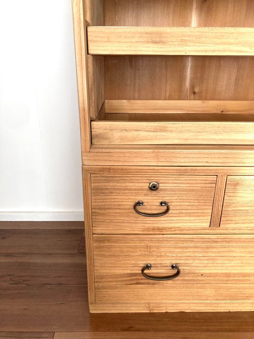 【メンテ済】アンティークの二段収納棚　上下分割可　総桐　食器棚　剥離無塗装