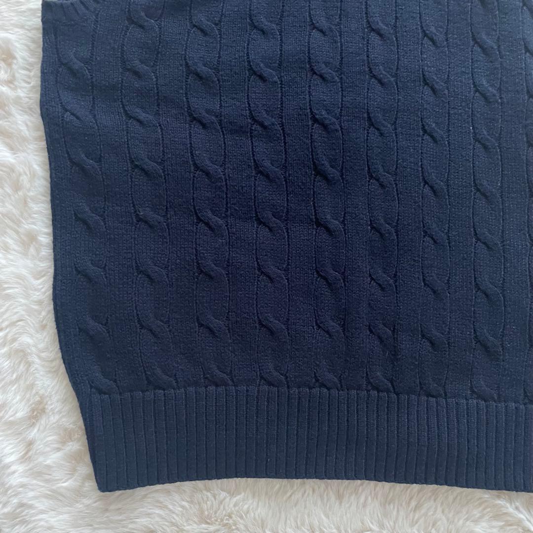 超美品　ポロラルフローレン　SP ケーブルニット　ベスト　ポニー　ネイビー　男女