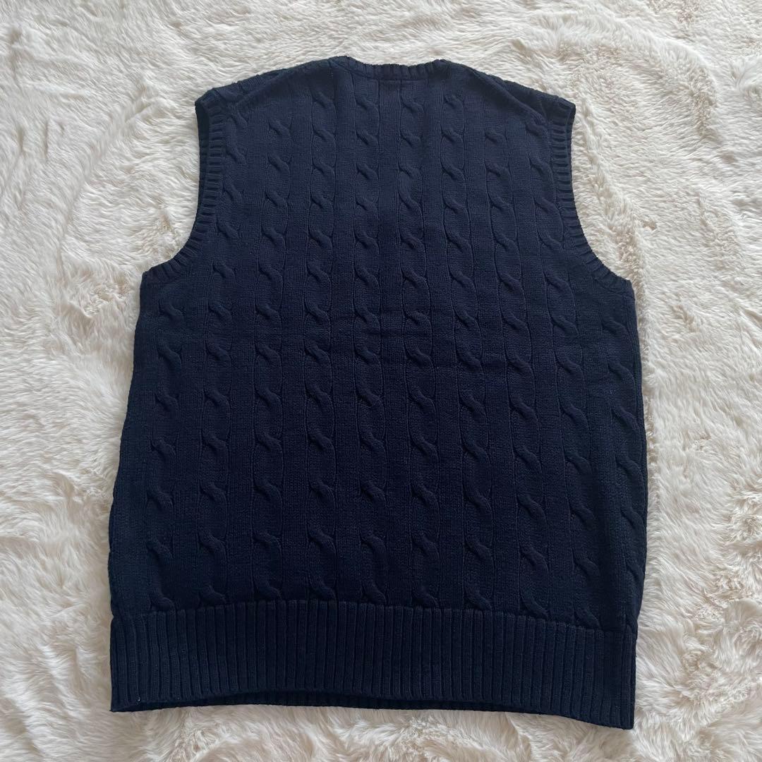 超美品　ポロラルフローレン　SP ケーブルニット　ベスト　ポニー　ネイビー　男女