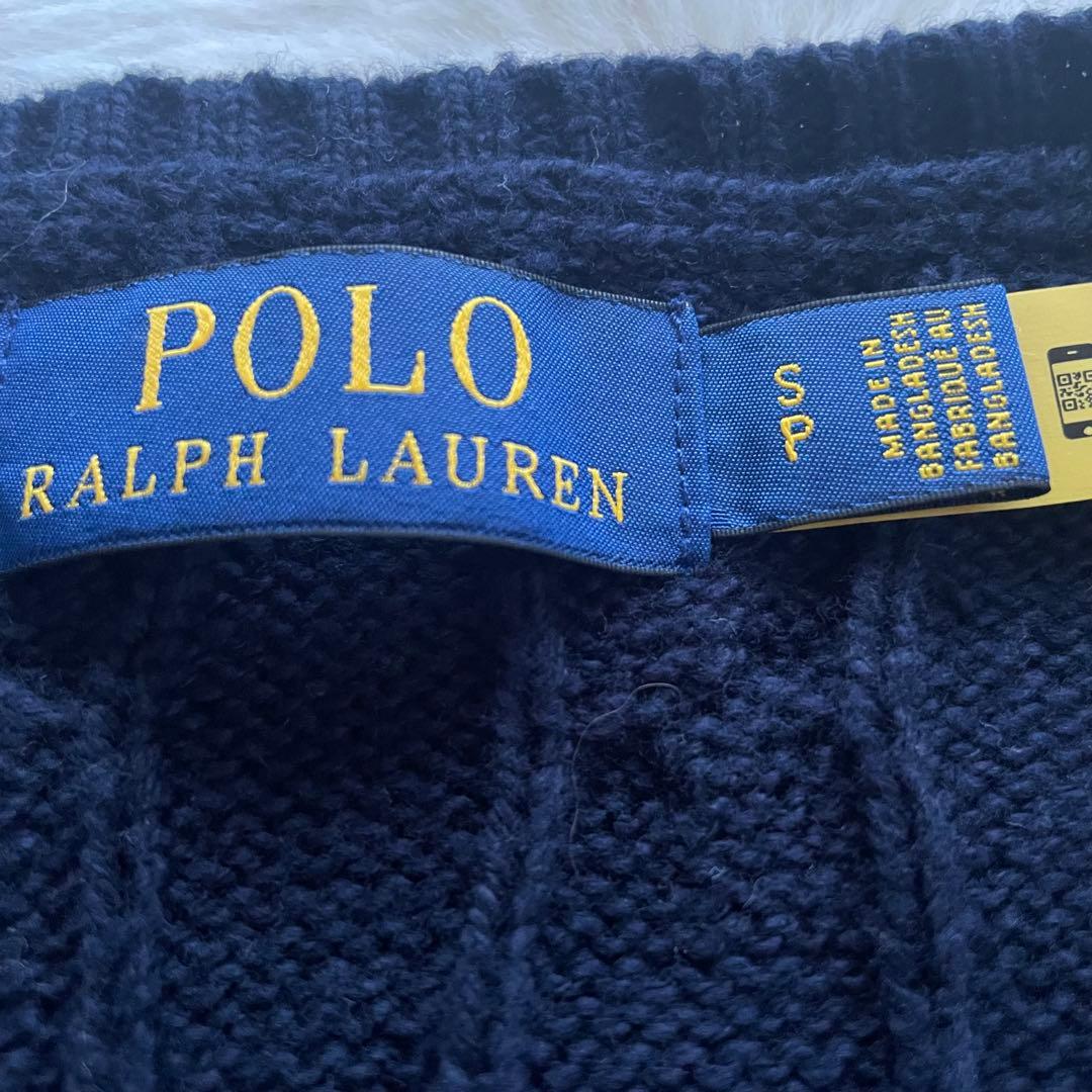 超美品　ポロラルフローレン　SP ケーブルニット　ベスト　ポニー　ネイビー　男女