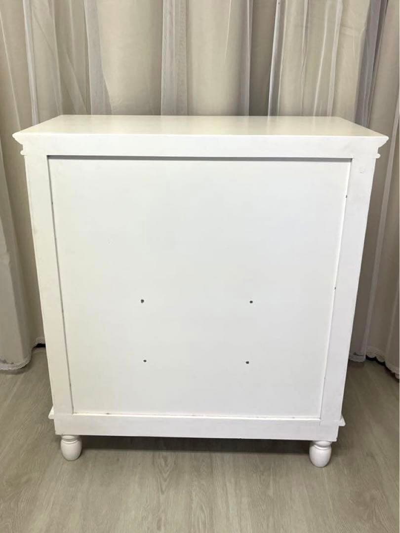 ロココ アンティーク キー付 フレンチ ホワイト チェスト