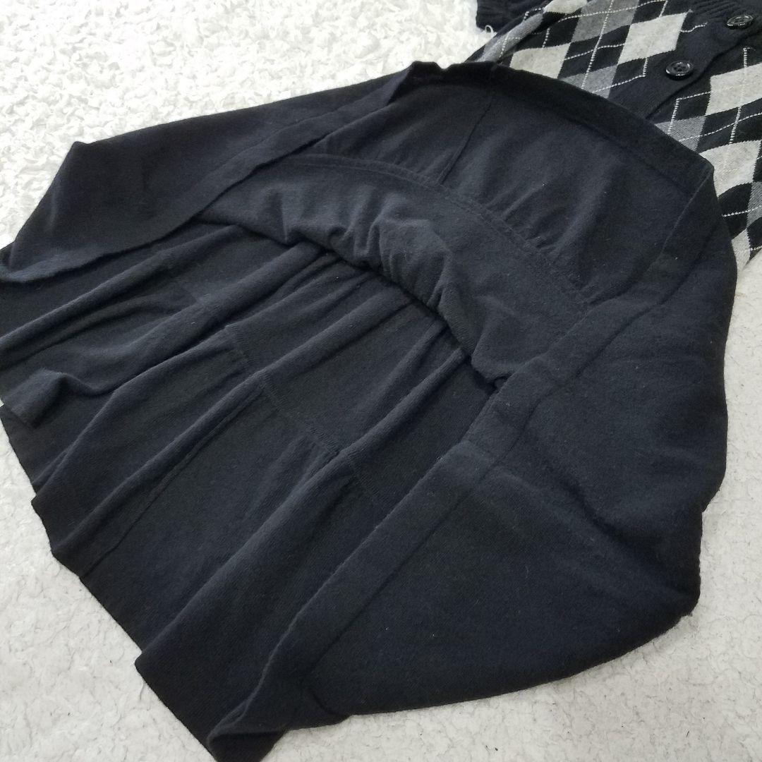 美品✨バーバリーブルーレーベル カシミヤ混ニットワンピース アーガイル柄 M