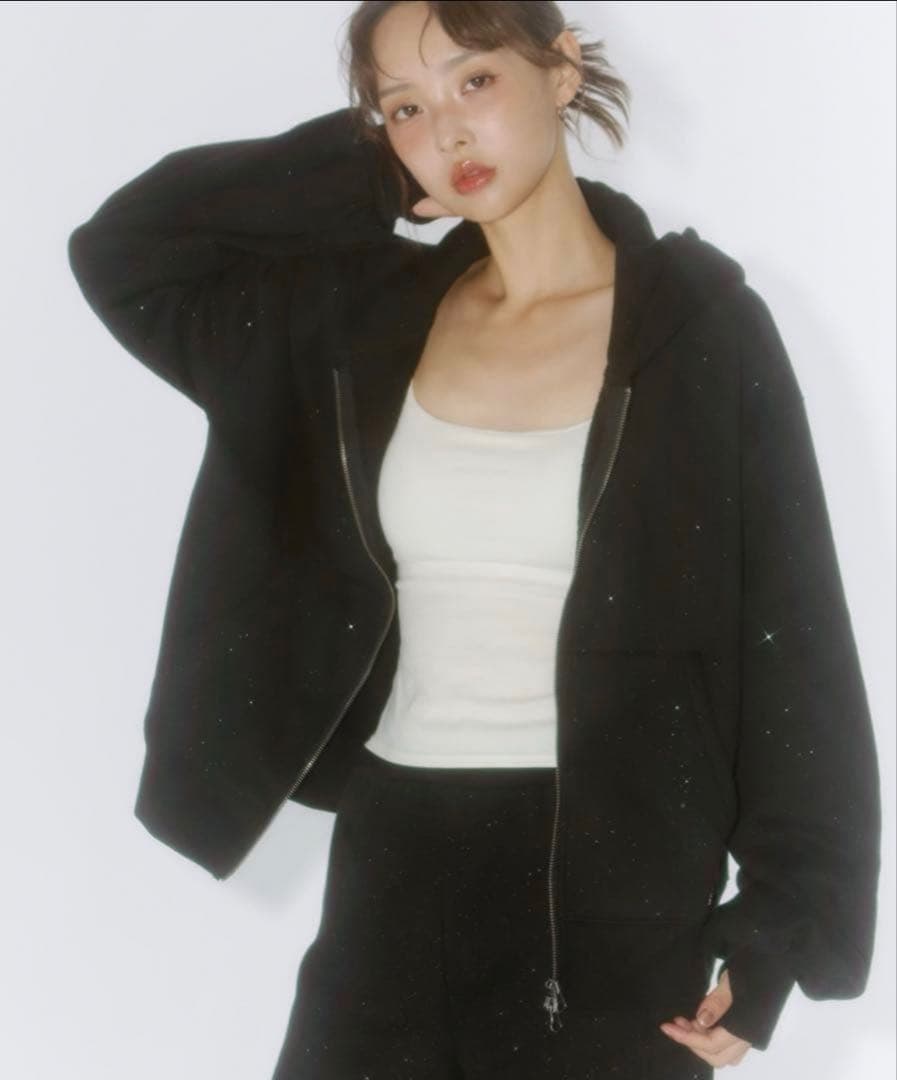 Lallana ラメココジップアップフーディー