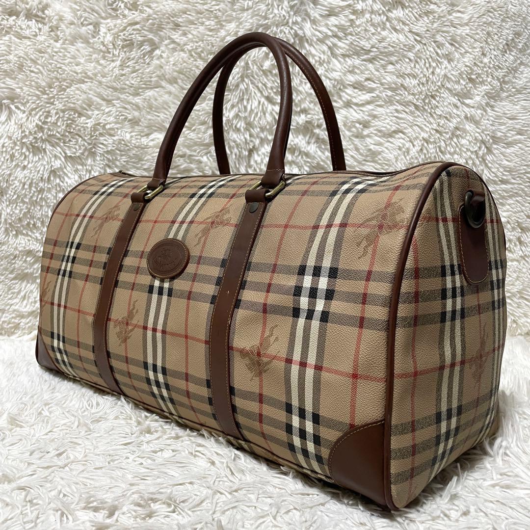 【美品】Burberry バーバリー　ボストンバッグ　PVC 大容量　メンズ