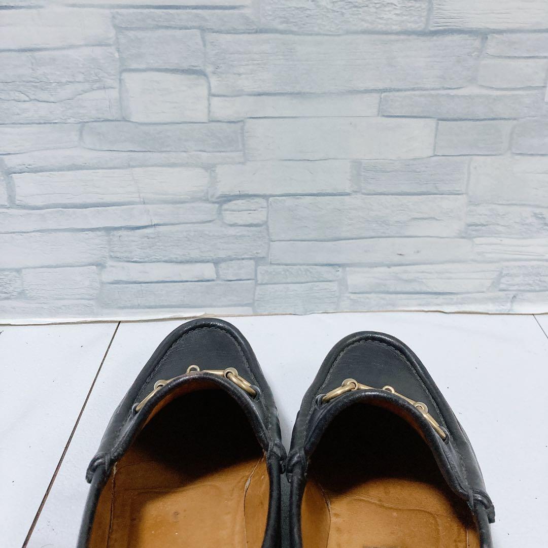 GUCCI グッチ ホースビットローファー 本革 コマンドソール 黒 金色 37