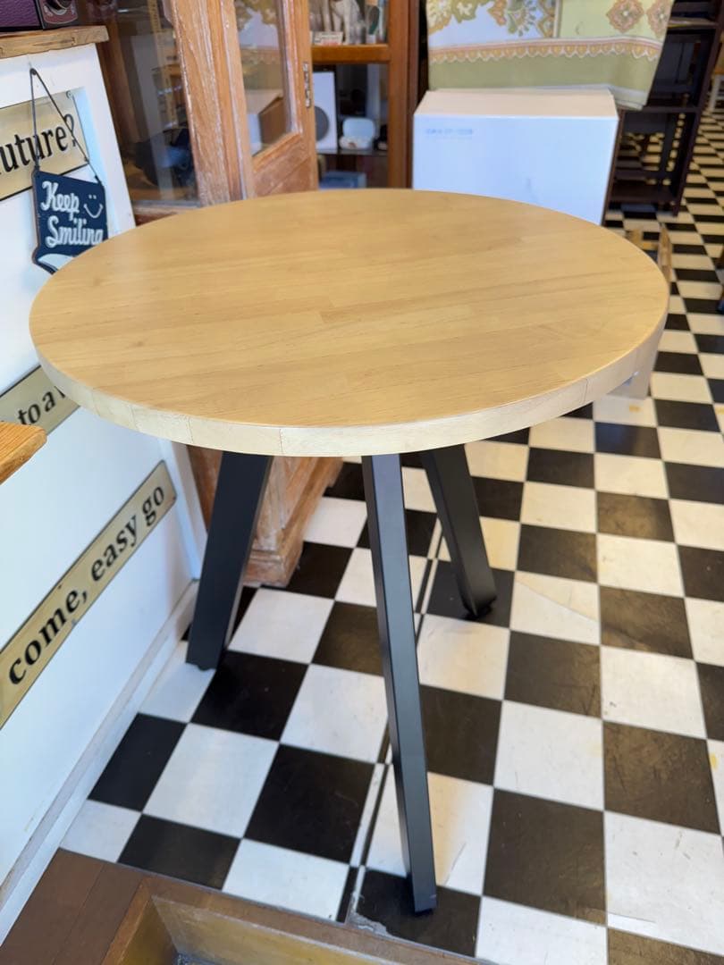 KANADEMONO ラウンドテーブル ラバーウッド 天然木 CAFETABLE