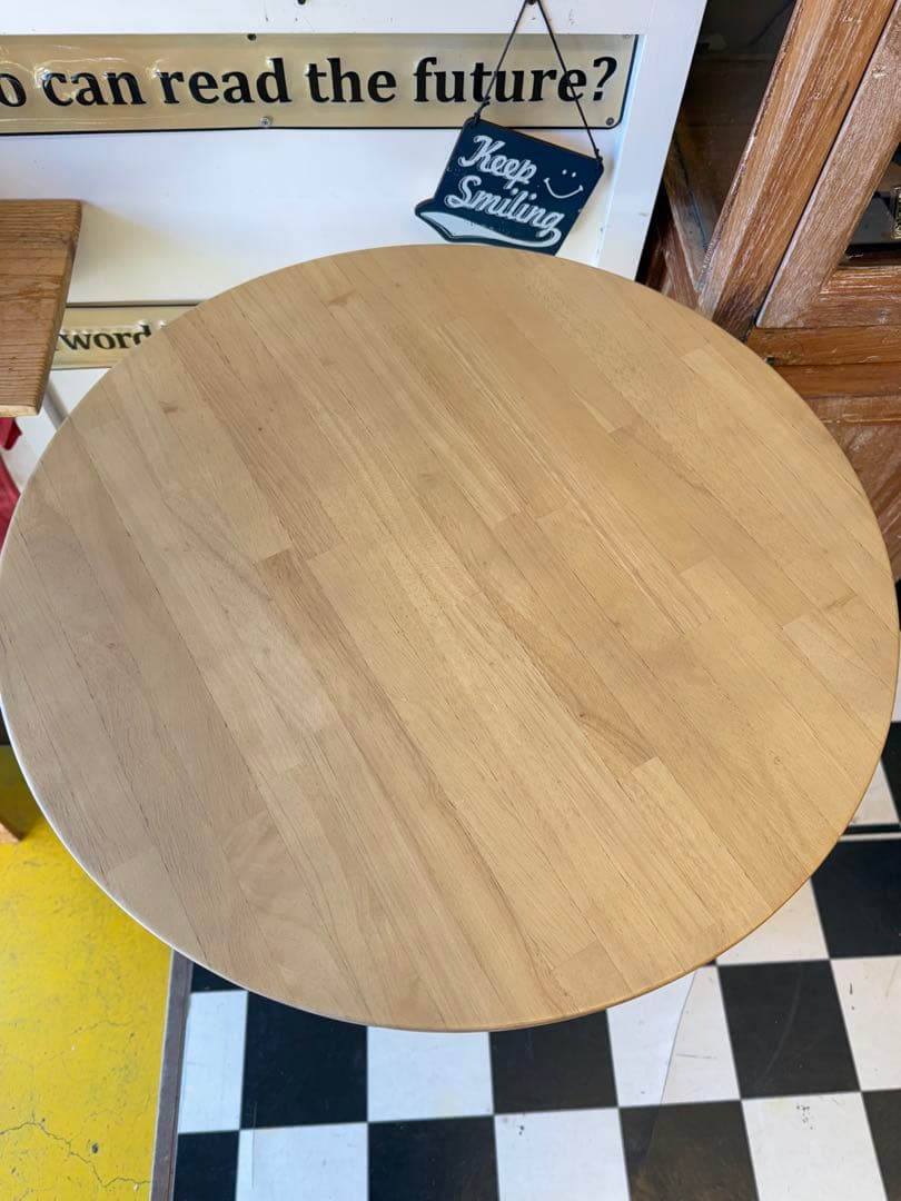 KANADEMONO ラウンドテーブル ラバーウッド 天然木 CAFETABLE