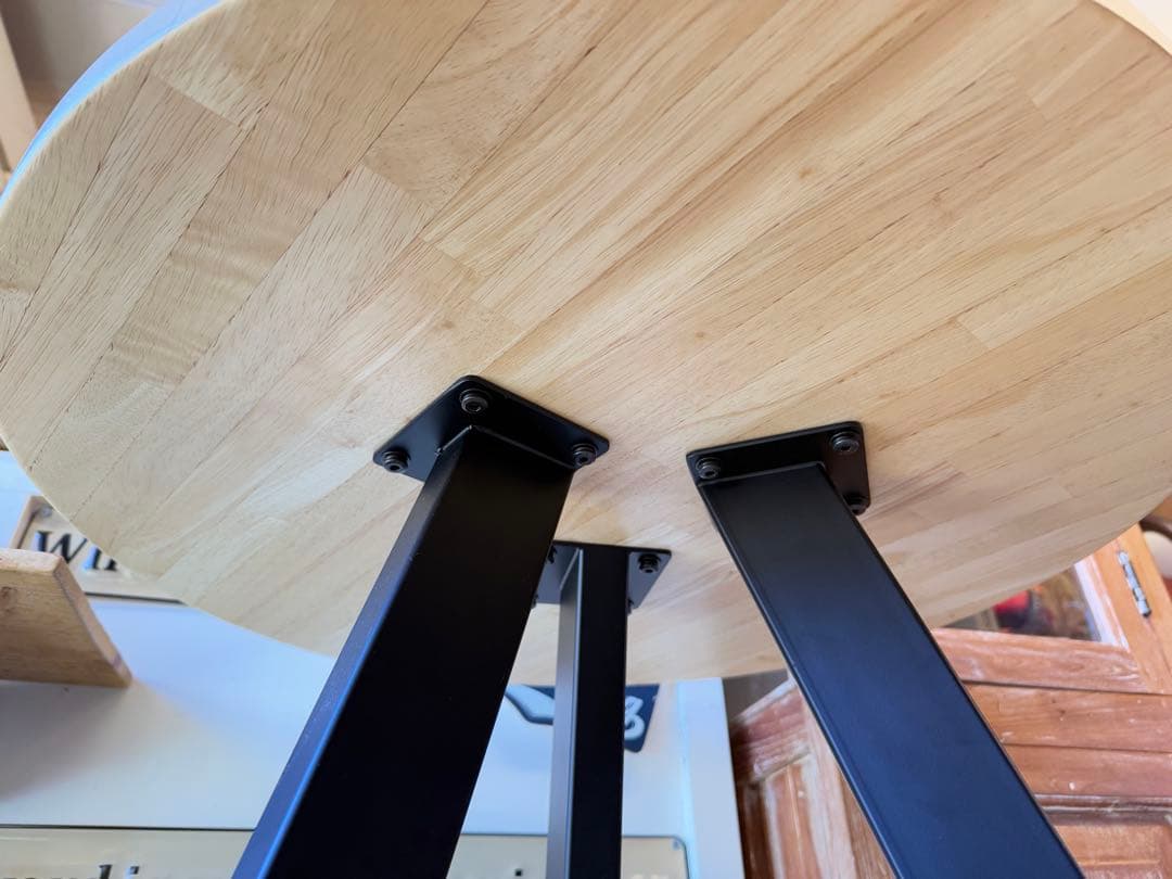 KANADEMONO ラウンドテーブル ラバーウッド 天然木 CAFETABLE