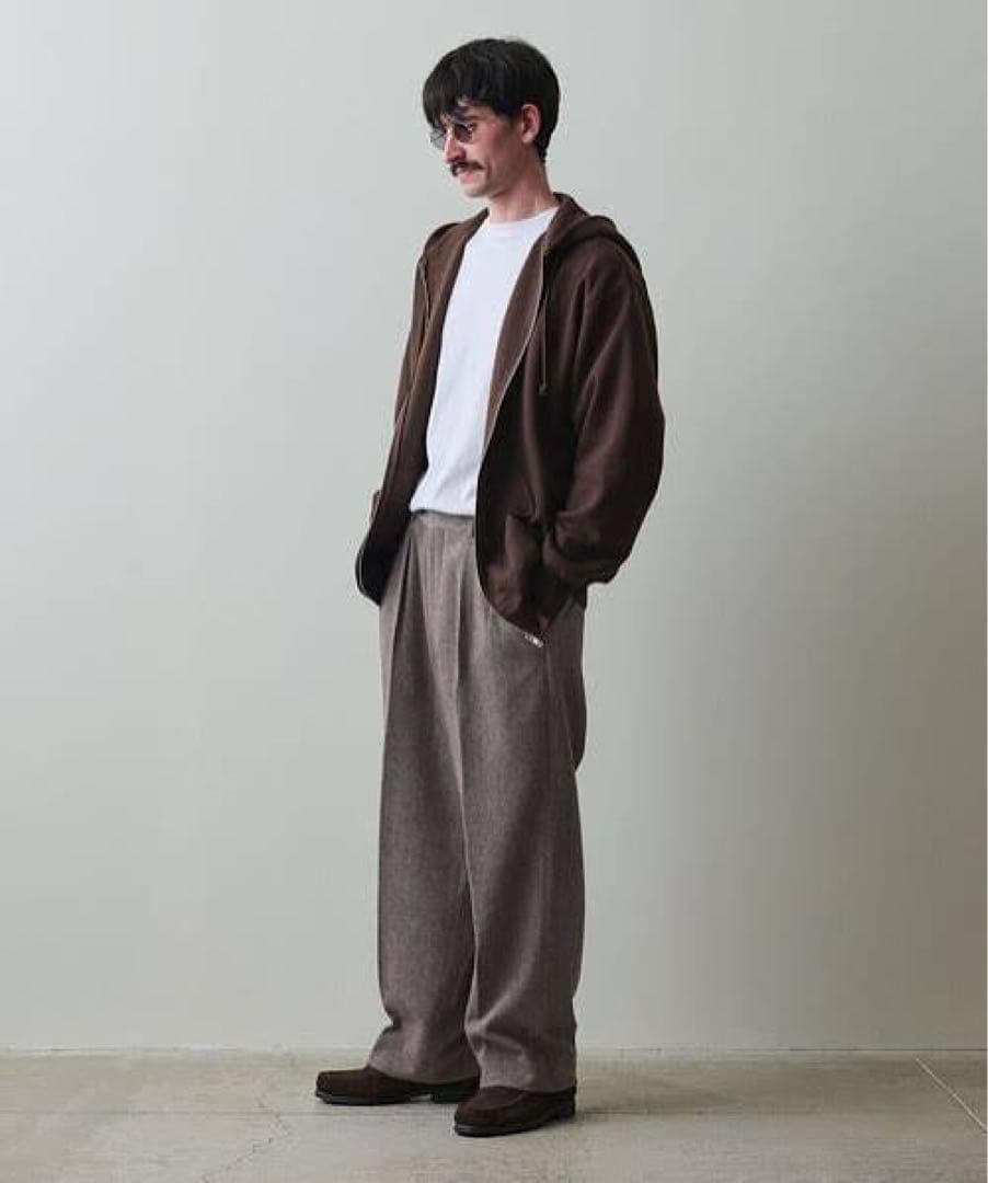 Steven Alan ウール ヘリンボーン インツープリーツドレストラウザーズ