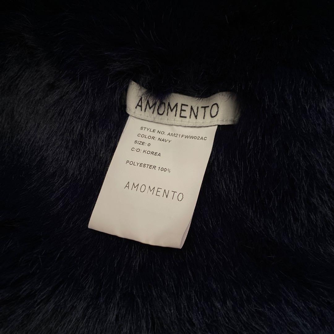 AMOMENTO フェイクファーバラクラバ　ネイビー