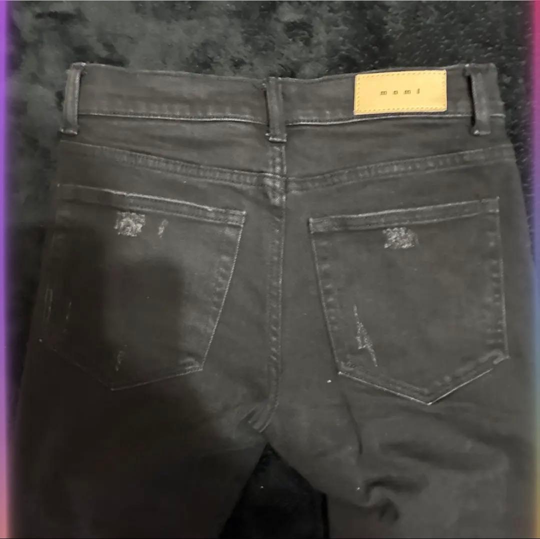 mnml スキニーデニム ブラック ダメージ加工 28