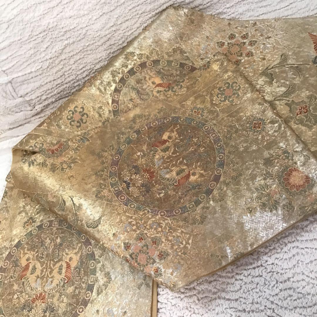 袋帯　結婚式　成人式　豪華金　正絹　訪問着　振袖　お正月　着物　鳳凰　ペガサス