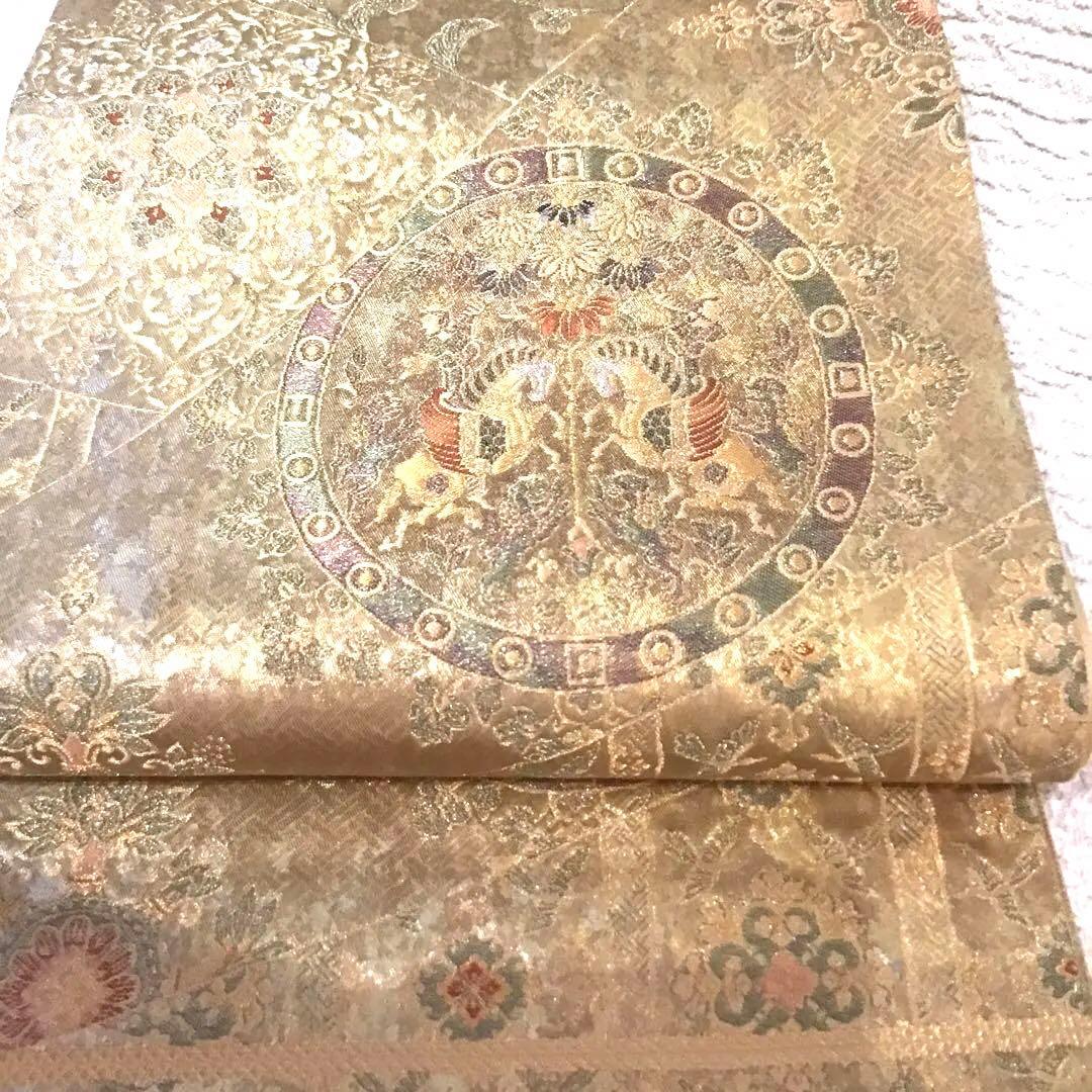 袋帯　結婚式　成人式　豪華金　正絹　訪問着　振袖　お正月　着物　鳳凰　ペガサス