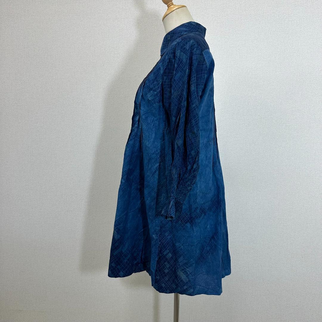 【極美品】サードブルーキョウト ロングシャツ 本藍染 麻100％ L相当 紺×青