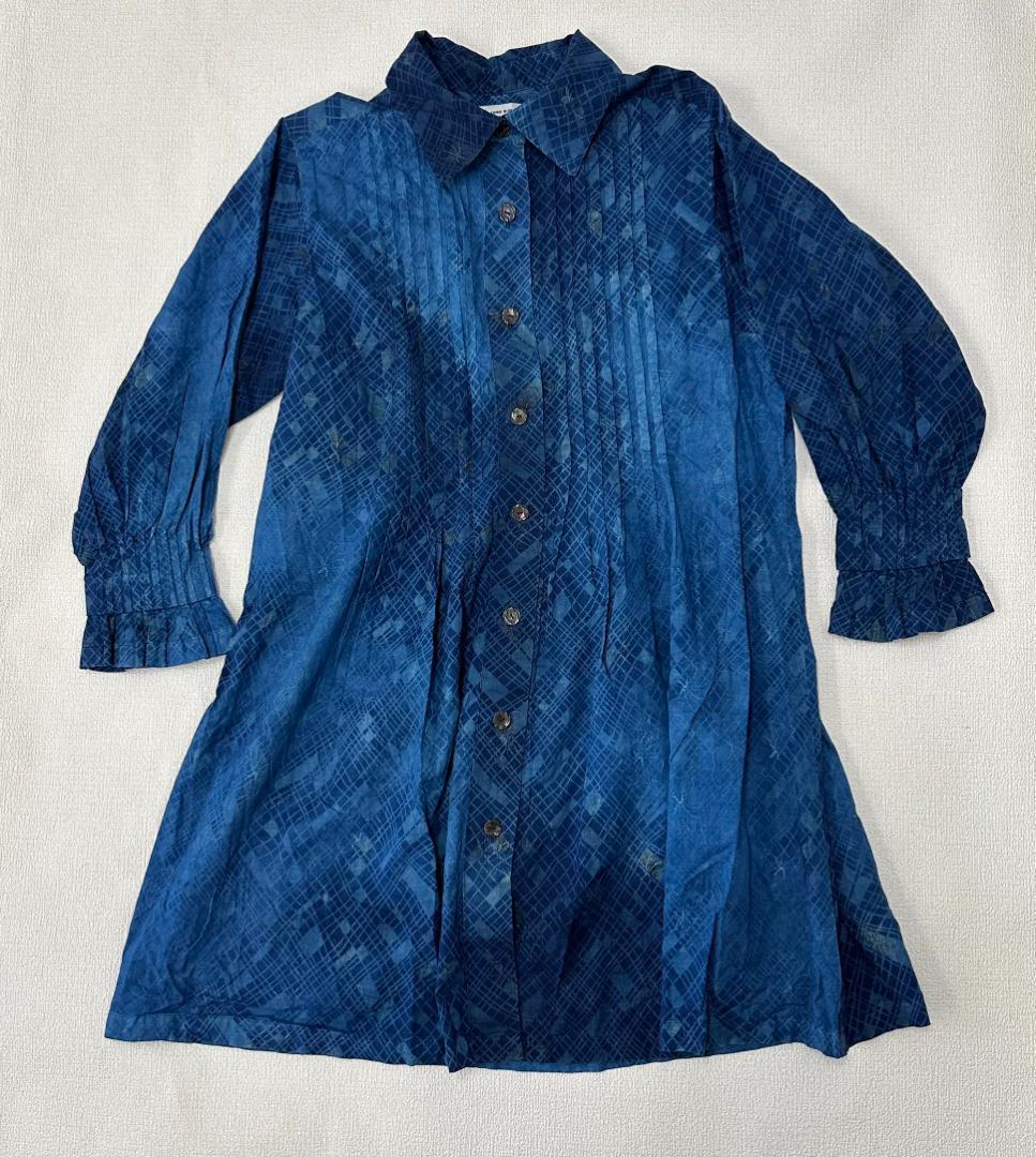 【極美品】サードブルーキョウト ロングシャツ 本藍染 麻100％ L相当 紺×青