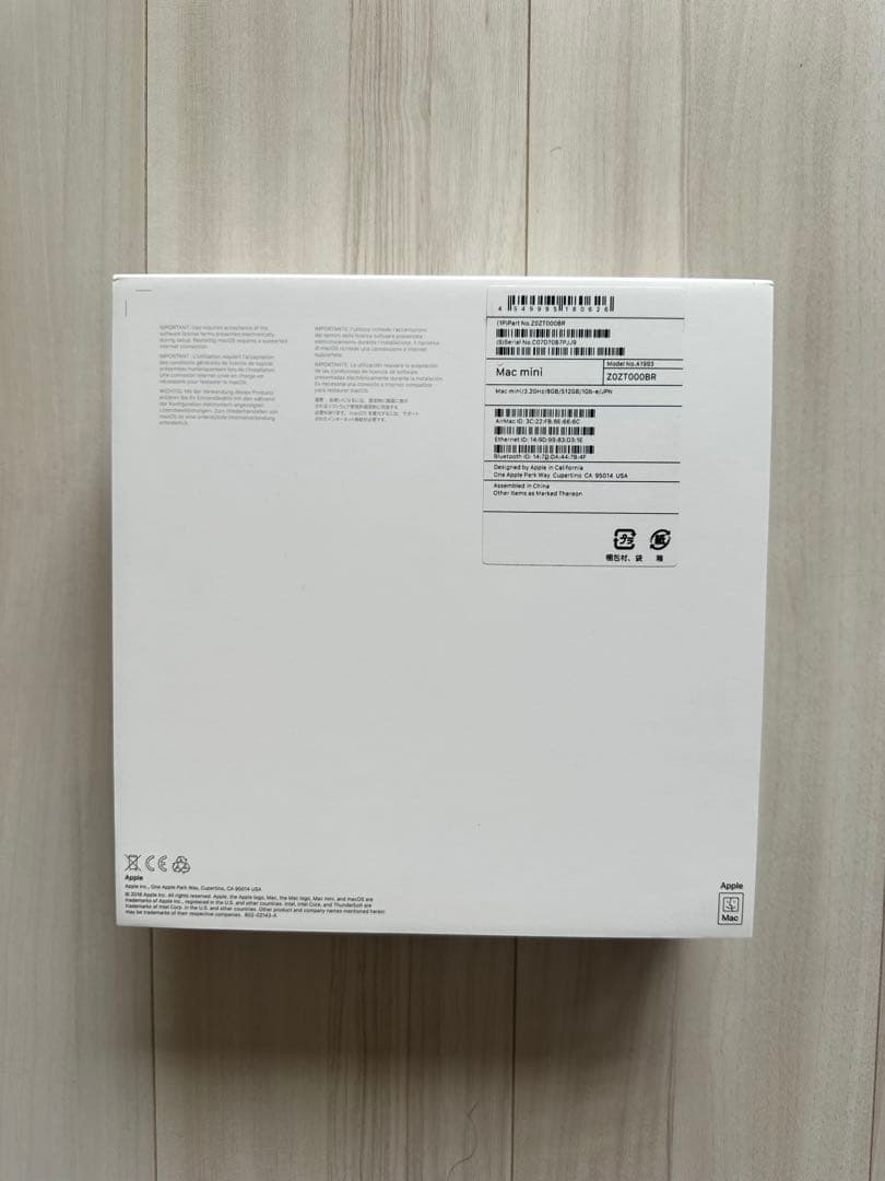 ミニPC Apple Mac mini 2018 3.2GHz 8GB 512GB