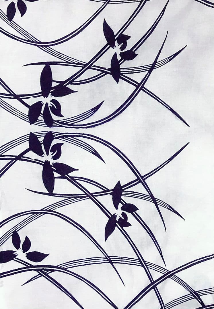 【浴衣】草花模様 芝草　注染　白地 ホワイト　古典 綿 ＋半幅帯セット