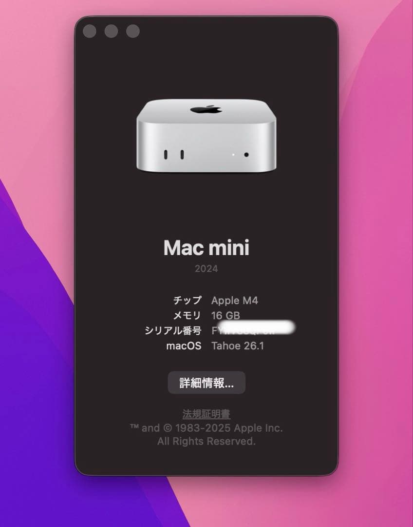 【美品☆早い者勝ち！】Apple Mac mini M4 16GB 512GB