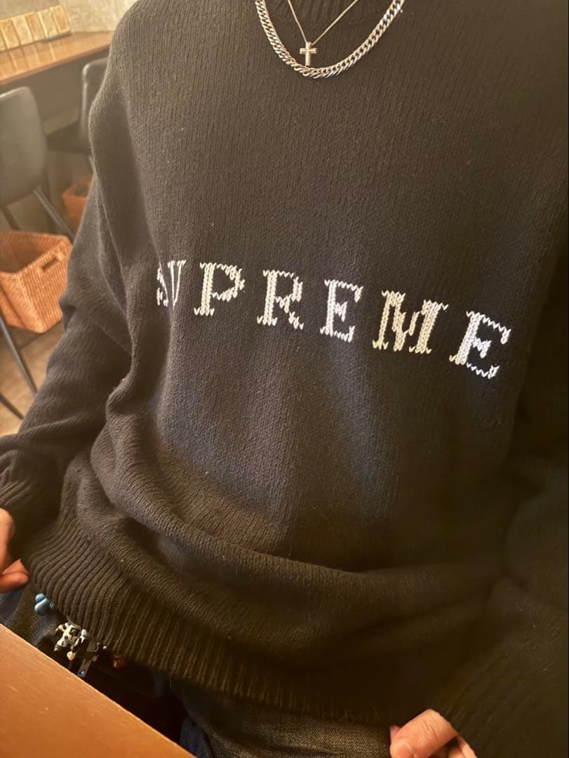 SUPREME ブラック ニットセーター サイズXL