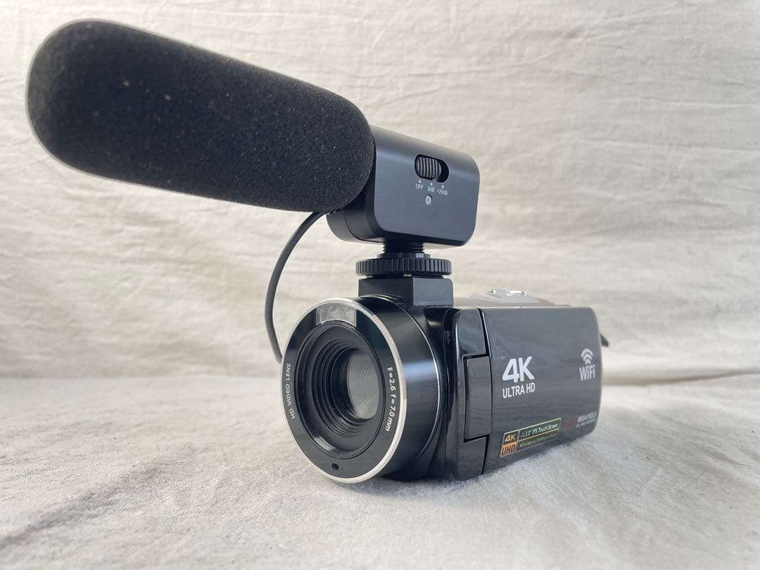 4K Ultra HD ビデオカメラ 外部マイク付き