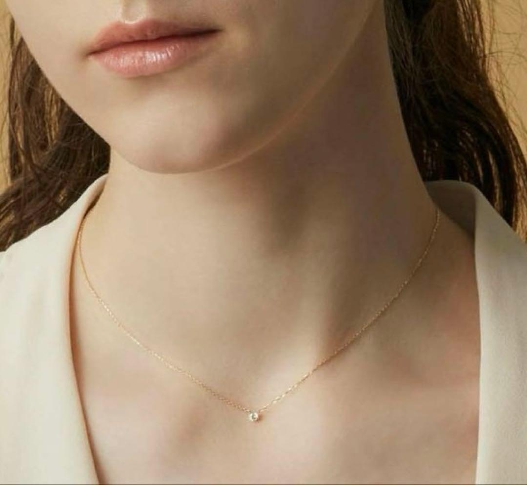 agete◎K18ダイヤモンドネックレス 0.1ct