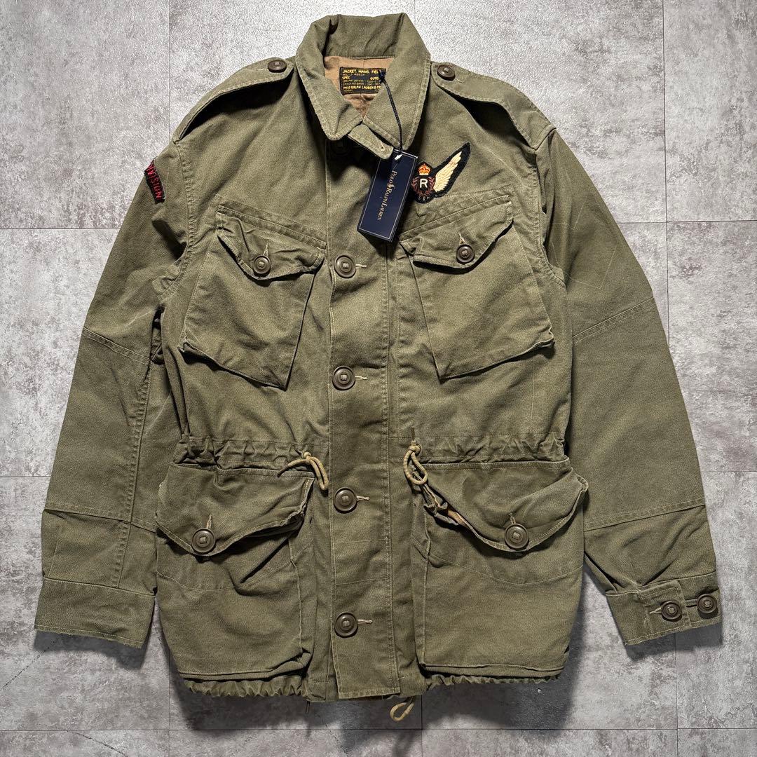 名作　ラルフローレン　コンバットジャケットミリタリー M65 ごま塩 ワッペン