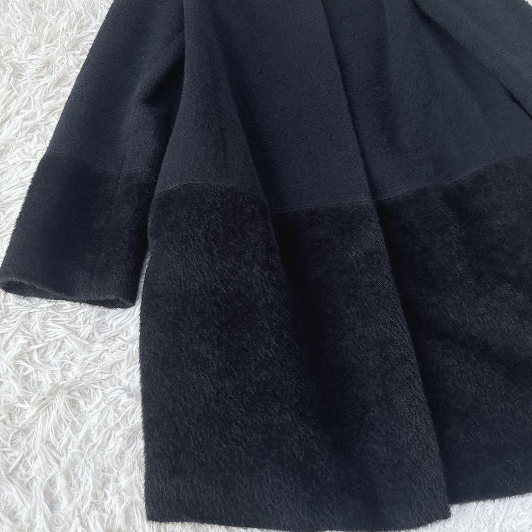 BALLSEY 38 黒色 ノーカラーコート ウール アルパカ アンゴラ