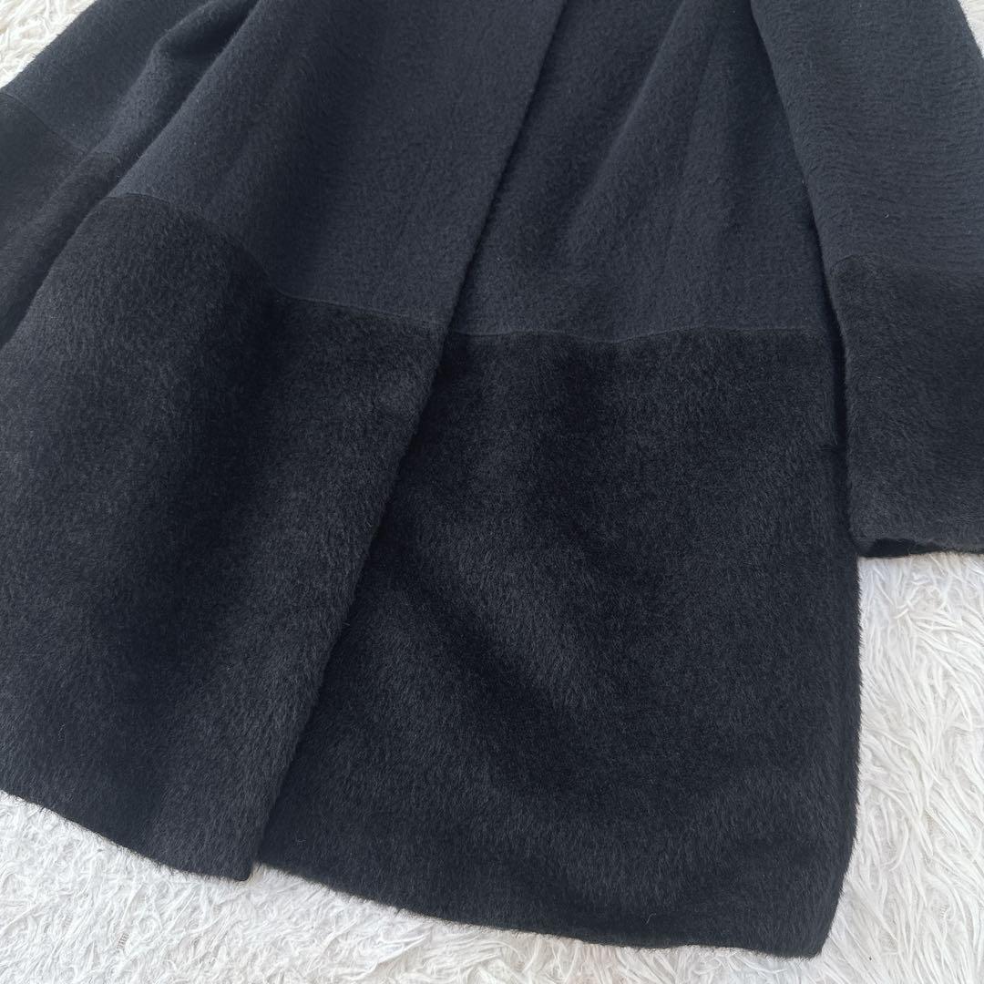 BALLSEY 38 黒色 ノーカラーコート ウール アルパカ アンゴラ